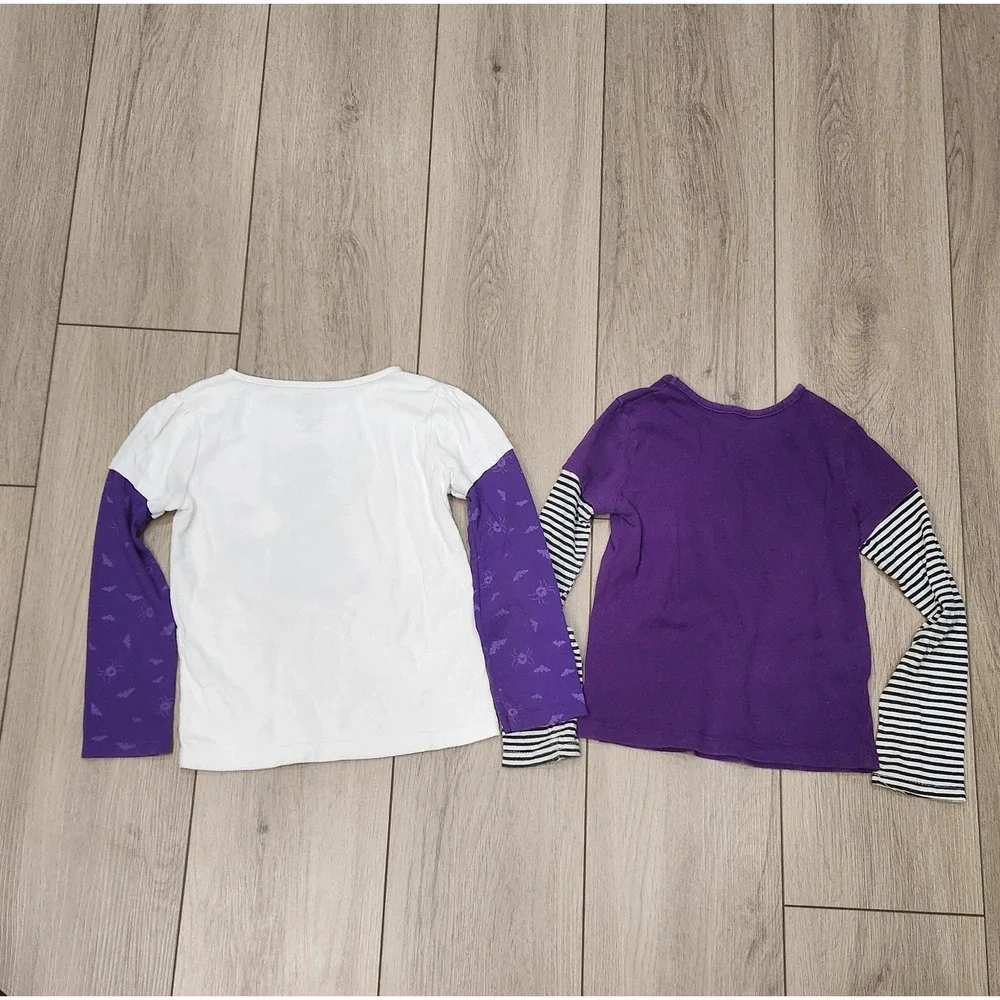 Halloween Graphic Shirts Toddler Girls 4T Witch Cat Purple Lot of 2 See photos